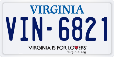 VA license plate VIN6821
