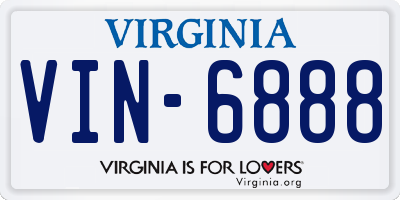 VA license plate VIN6888