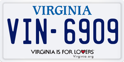 VA license plate VIN6909