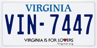 VA license plate VIN7447