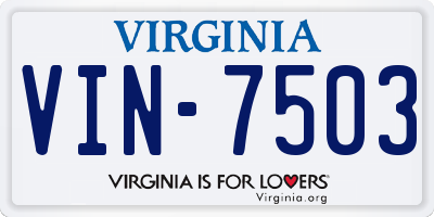 VA license plate VIN7503