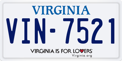 VA license plate VIN7521