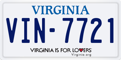 VA license plate VIN7721