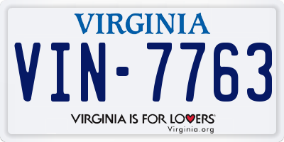 VA license plate VIN7763