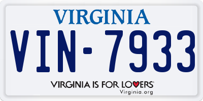 VA license plate VIN7933