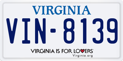VA license plate VIN8139