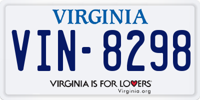 VA license plate VIN8298
