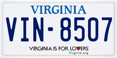VA license plate VIN8507