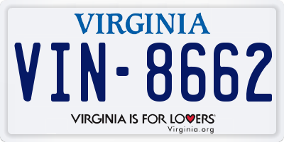 VA license plate VIN8662