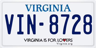 VA license plate VIN8728