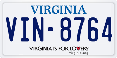 VA license plate VIN8764