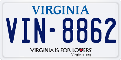 VA license plate VIN8862