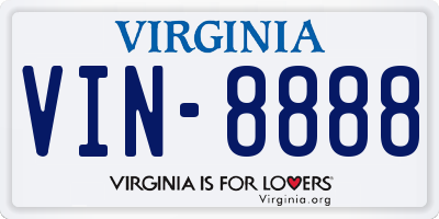 VA license plate VIN8888