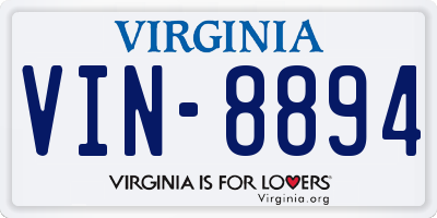 VA license plate VIN8894