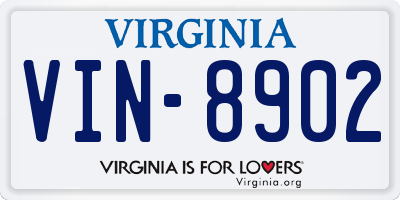 VA license plate VIN8902