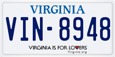 VA license plate VIN8948