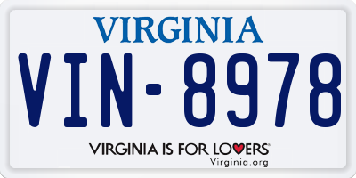 VA license plate VIN8978