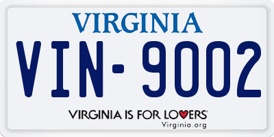 VA license plate VIN9002