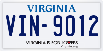 VA license plate VIN9012