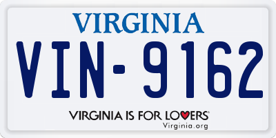 VA license plate VIN9162