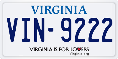 VA license plate VIN9222