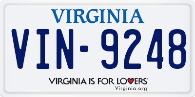 VA license plate VIN9248