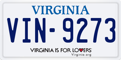 VA license plate VIN9273