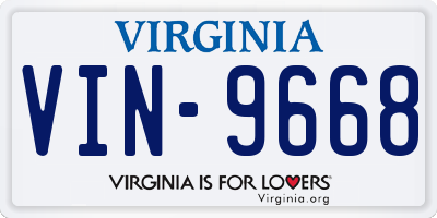 VA license plate VIN9668