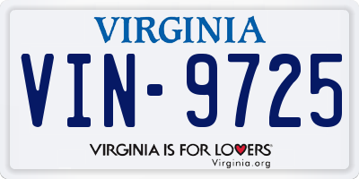 VA license plate VIN9725