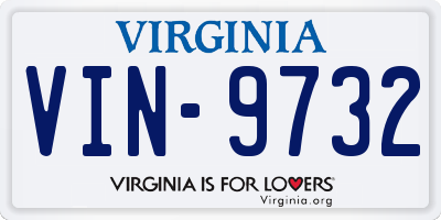VA license plate VIN9732
