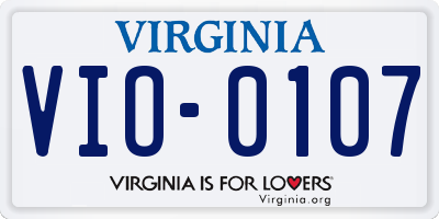 VA license plate VIO0107