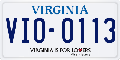VA license plate VIO0113