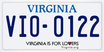 VA license plate VIO0122