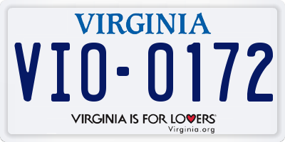 VA license plate VIO0172