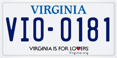 VA license plate VIO0181