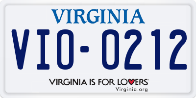 VA license plate VIO0212