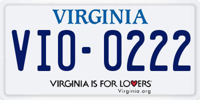 VA license plate VIO0222