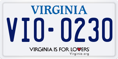 VA license plate VIO0230