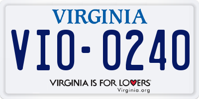 VA license plate VIO0240