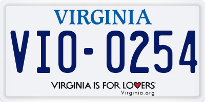 VA license plate VIO0254