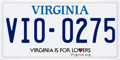 VA license plate VIO0275
