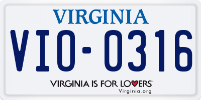 VA license plate VIO0316