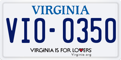VA license plate VIO0350