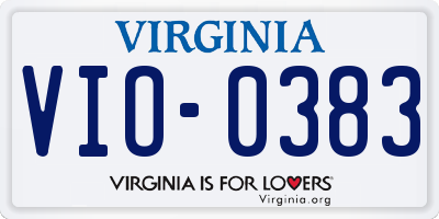 VA license plate VIO0383