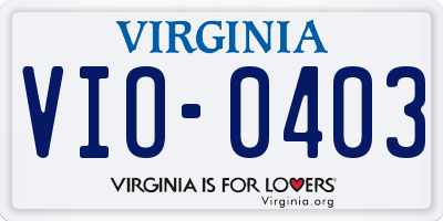 VA license plate VIO0403
