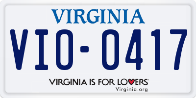 VA license plate VIO0417