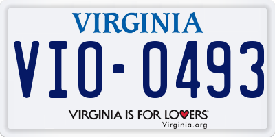 VA license plate VIO0493