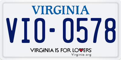 VA license plate VIO0578