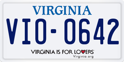 VA license plate VIO0642