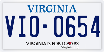 VA license plate VIO0654